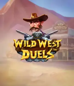  Step into the rugged world of "Wild West Duels" by Pragmatic Play, featuring a gritty gunslinger ready for a showdown. The image shows a fierce cowboy with crossed pistols, framed by a desert backdrop. His focused expression and elaborate attire capture the essence of the Old West. The game's title is clearly displayed in a rustic font, adding to the adventurous theme. 