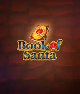 Experience the joyous spirit with Book of Santa slot by Endorphina, featuring an ornate golden book emblazoned with Santa's iconic seal. This image conveys the charm and joy of Christmas, set against a cozy red background. Ideal for those who love Christmas-themed slots, promising a charming escape. 